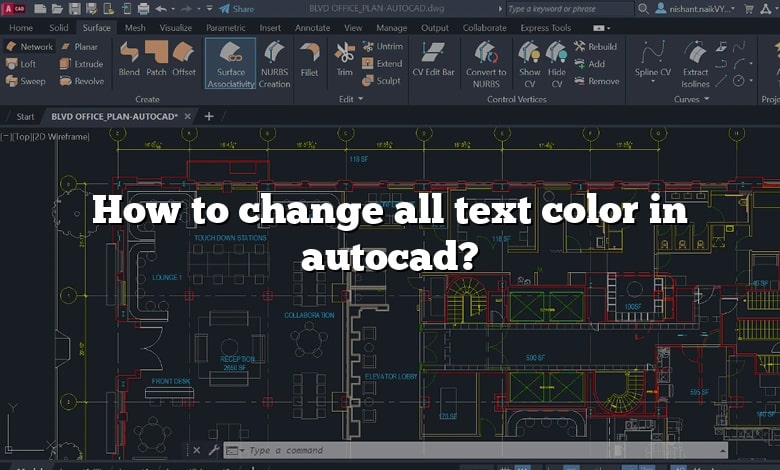 How to change all text color in autocad?