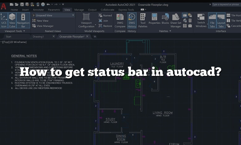 How to get status bar in autocad?