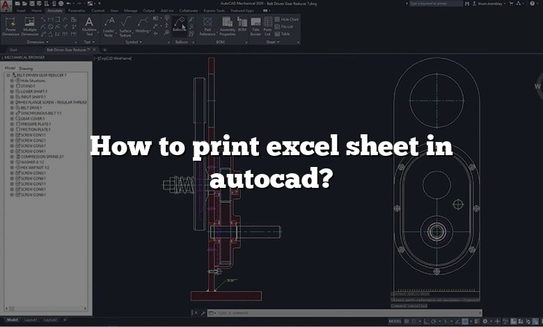 How to print excel sheet in autocad?